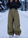 Women's Workwear Raw Utility Rivet Denim Snowboard Pants – Oversized Fit with Double Back Pocket