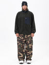 Men's Faux Sherpa Full-Zip Fleece & Double Knee Freestyle Baggy Snow Pants