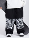 Women's Freestyle Knee Reflective Graphic Panel Cargo Baggy Snow Pants