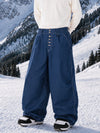 Men's Workwear Raw Utility Rivet Denim Snowboarding Pants – Oversized Fit with Double Back Pocket