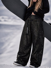 Women's Urban Vibe Workwear-Inspired Rivet-Trim Wide Fit OG Baggy Snowboard Pants