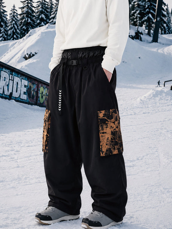 Men's Park Rider Hyper Flux Urban Graffiti Cargo Freestyle Baggy Snow Pants