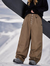 Women's Workwear Raw Utility Rivet Denim Snowboard Pants – Oversized Fit with Double Back Pocket