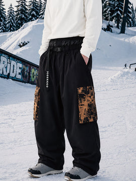 Men's Park Rider Hyper Flux Urban Graffiti Cargo Freestyle Baggy Snow Pants
