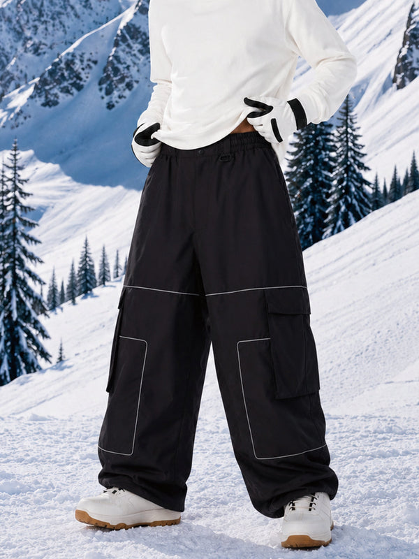 Men's Park Rider Nightline Cargo Pockets Reflective Trim Baggy Snowboard Pants