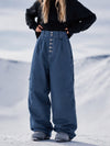 Women's Workwear Raw Utility Rivet Denim Snowboard Pants – Oversized Fit with Double Back Pocket