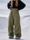 Women's Workwear Raw Utility Rivet Denim Snowboard Pants – Oversized Fit with Double Back Pocket