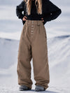 Women's Workwear Raw Utility Rivet Denim Snowboard Pants – Oversized Fit with Double Back Pocket