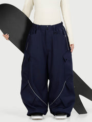 Women's Camden Punk Reflective Street Utility Baggy Cargo Snowboard Pants – Freestyle Fit