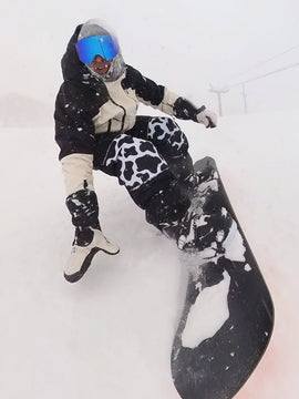 Men's Freestyle Knee Reflective Graphic Panel Cargo Baggy Snow Pants