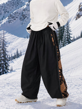 Men's Hyper Flux Extra Baggy Freestyle Snowboard Pants with Side Zip Graffiti Panel
