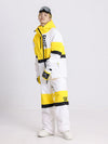 Men's Cosone Winter Forward Zipper Colorblock Windbreaker Snow Jacket & Pants Set