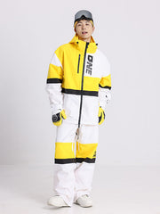 Men's Cosone Winter Forward Zipper Colorblock Windbreaker Snow Jacket & Pants Set