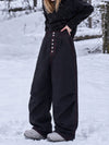 Women's Workwear Raw Utility Rivet Denim Snowboard Pants – Oversized Fit with Double Back Pocket