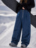 Women's Workwear Raw Utility Rivet Denim Snowboard Pants – Oversized Fit with Double Back Pocket