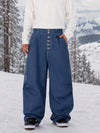Men's Workwear Raw Utility Rivet Denim Snowboarding Pants – Oversized Fit with Double Back Pocket