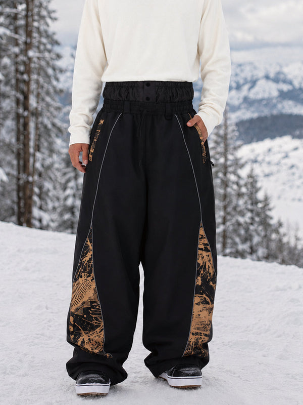Men's Hyper Flux Jogger Baggy Snow Pants with Color Graffiti Panel & Reflective Line