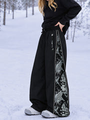 Women's Hyper Flux Extra Baggy Freestyle Snowboarding Pants with Side Zip Graffiti Panel