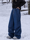 Women's Workwear Raw Utility Rivet Denim Snowboard Pants – Oversized Fit with Double Back Pocket