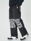 Men's Freestyle Knee Reflective Graphic Panel Cargo Baggy Snow Pants