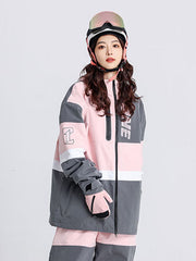 Women's Cosone Winter Forward Zipper Colorblock Windbreaker Snow Jacket