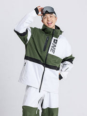 Men's Cosone Winter Forward Zipper Colorblock Windbreaker Snow Jacket