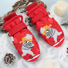 Kid's Snowshred Cute Bear Pattern Waterproof Snow Mittens