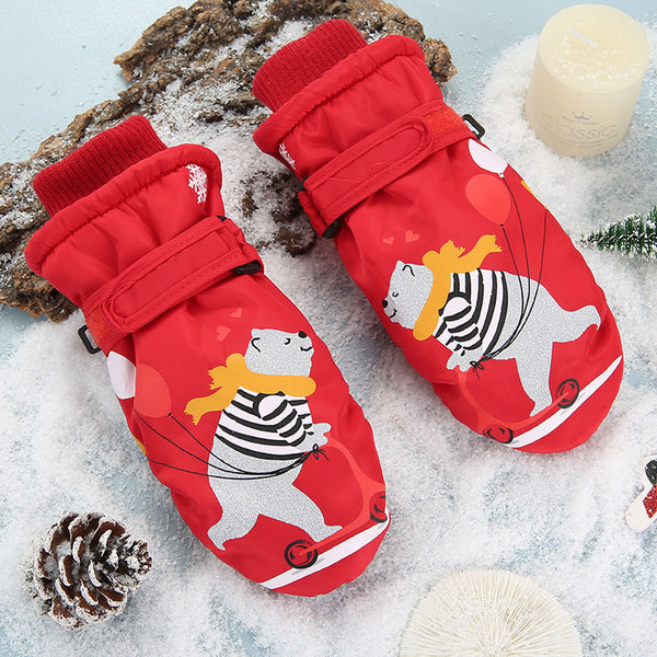 Kid's Snowshred Cute Bear Pattern Waterproof Snow Mittens