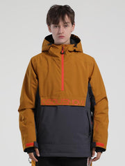 Men's Gsou Snow Winter Storm Reflective Letter Block Snow Jacket