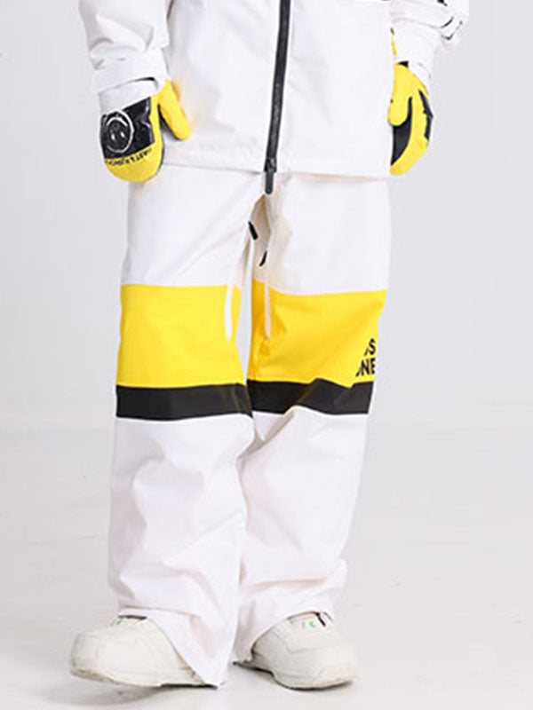 Men's Cosone Winter Forward Zipper Colorblock Windbreaker Snow Pants